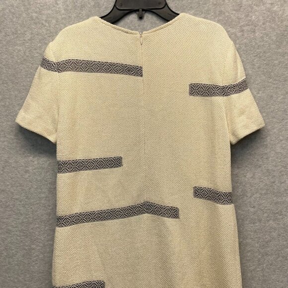 St‎ John Wool Blend Dress Womens 4 Cream Shift Short Sleeve Silk Lined - Picture 5 of 13